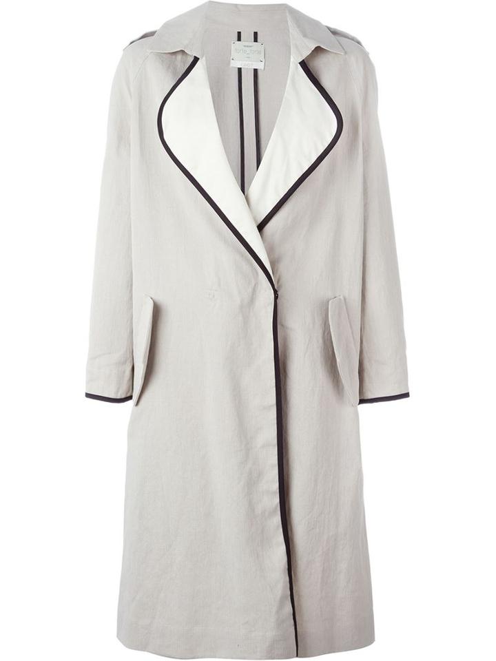 Forte Forte Contrast Lapel Trench Coat, Women's, Size: 1, Nude/neutrals, Linen/flax/cotton