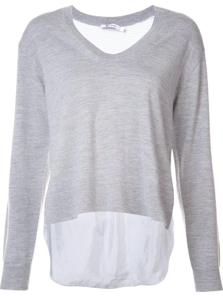 Alexander Wang Contrast Back Sweater, Women's, Size: Small, Grey, Viscose/merino