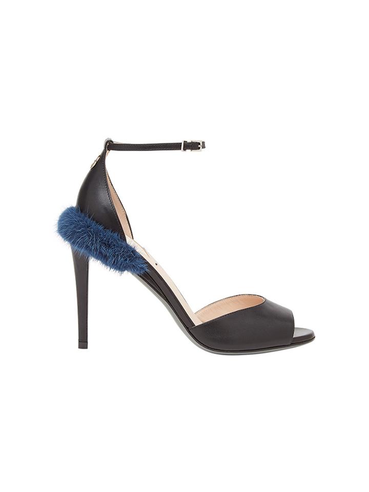 Fendi Fur Detail Sandals - Black