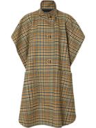Burberry D-ring Detail Check Wool Cashmere Cape - Grey