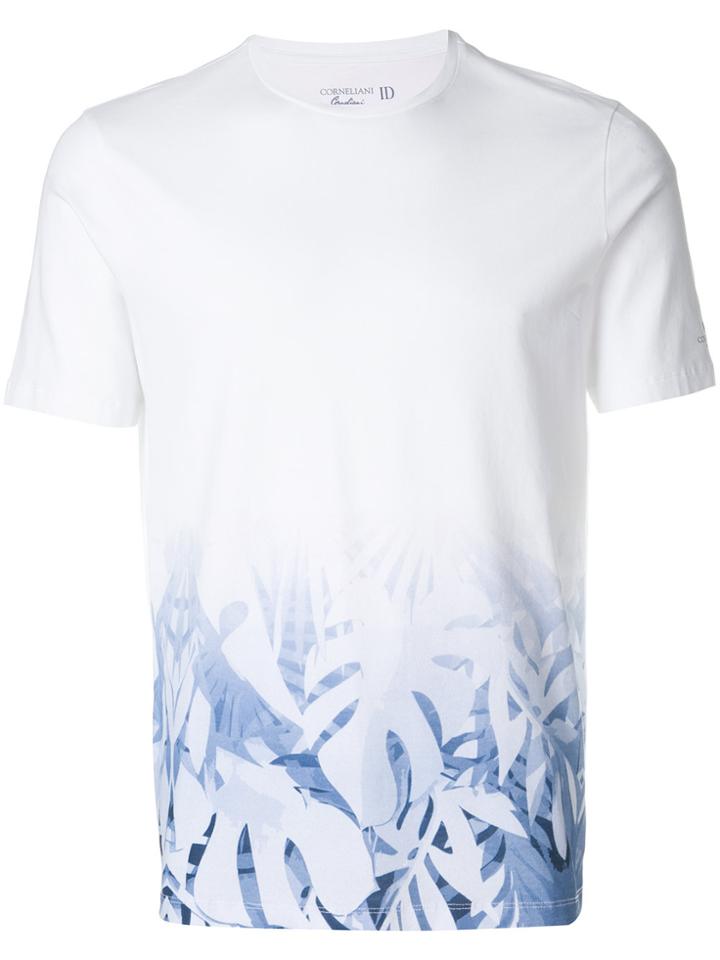 Corneliani Foliage Print Hem T-shirt - White