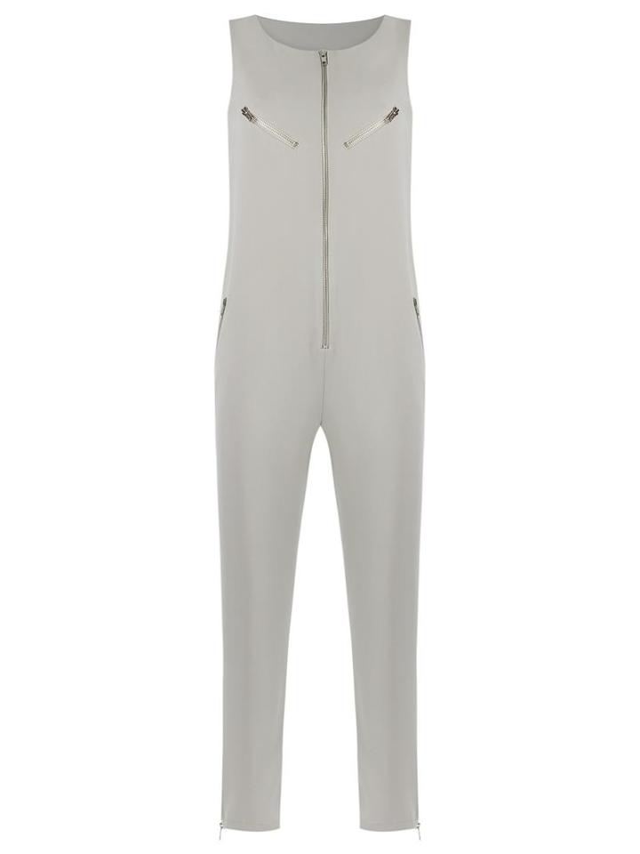 Uma Raquel Davidowicz - Zipped Jumpsuit - Women - Polyester/spandex/elastane - 38, Nude/neutrals, Polyester/spandex/elastane