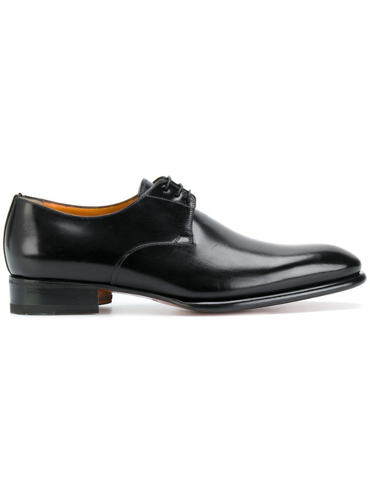 Santoni Almond Toe Lace-up Shoes - Black