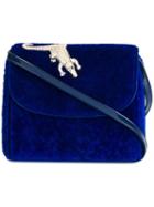 Amélie Pichard Crocodile Detail Shoulder Bag, Women's, Blue, Cotton/wool