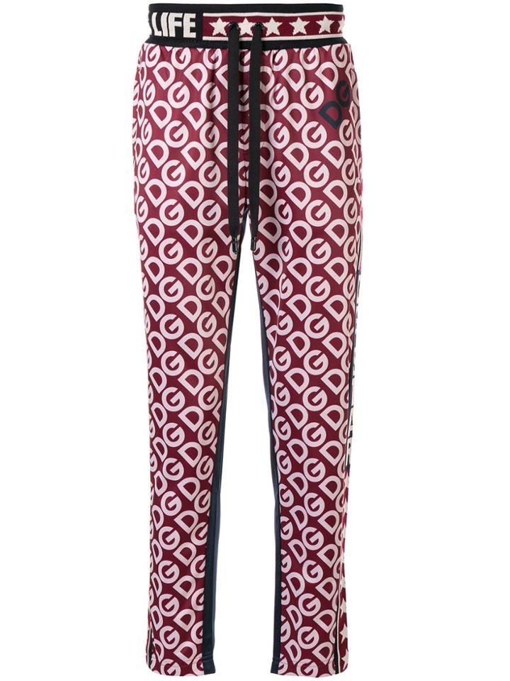 Dolce & Gabbana Monogram Print Track Pants - Red