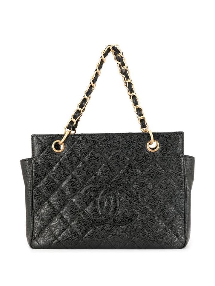 Chanel Pre-owned Diamond Quilted Chain Tote - Black