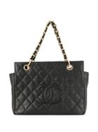 Chanel Pre-owned Diamond Quilted Chain Tote - Black