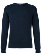Roberto Collina Soft Jumper, Men's, Size: 48, Blue, Nylon/mohair/wool
