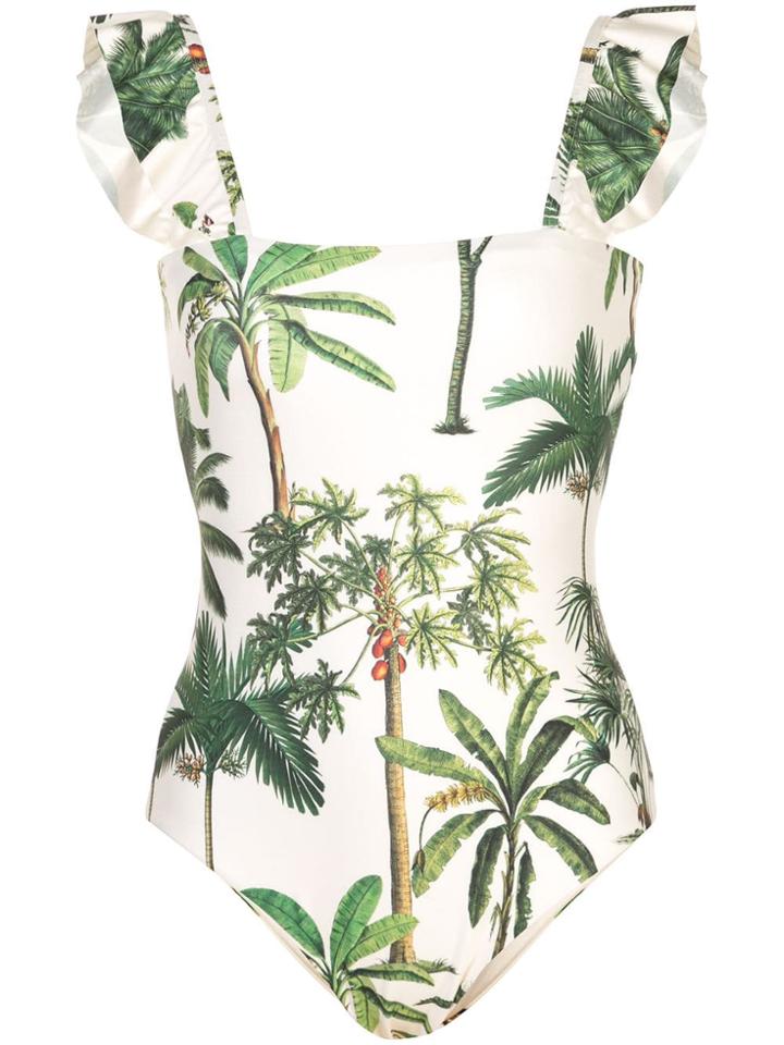 Agua By Agua Bendita Palm Tree Print One-piece - White