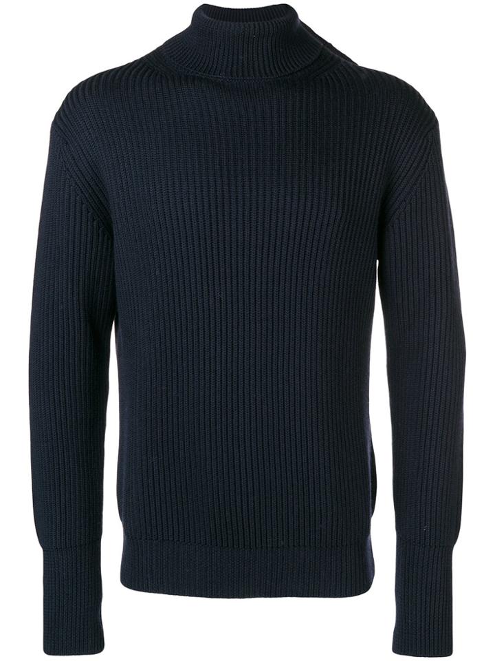 Maison Flaneur Ribbed Roll Neck Sweater - Blue