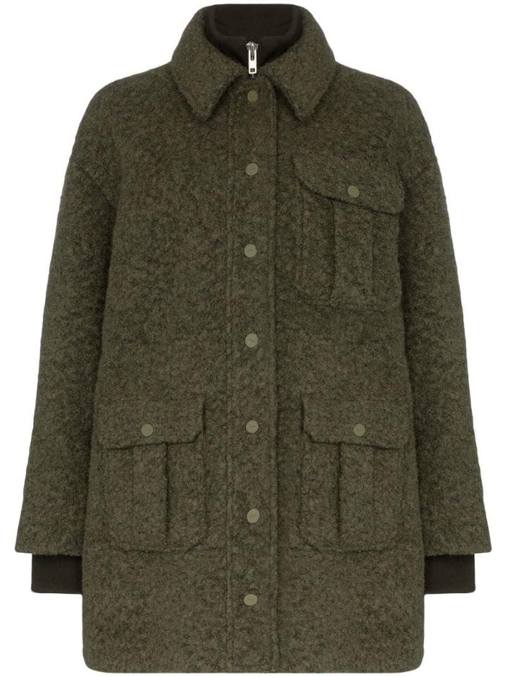 Ganni Double-layered Utility Pocket Coat - Green