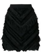 Balmain Fringed Mini Skirt - Black