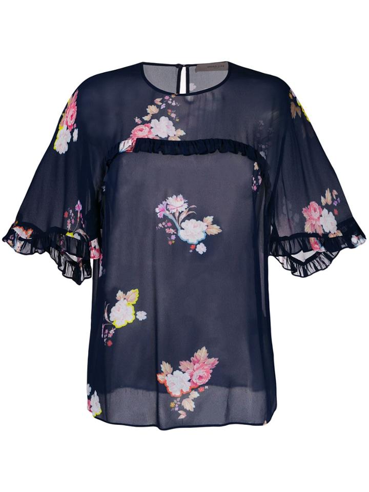 Preen Line Blake Rose Print Blouse - Blue