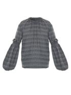 Framed Long Sleeved Tweed Blouse - Grey
