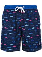 Paul & Shark - Fish Print Swim Shorts - Men - Polyester - Xl, Blue, Polyester