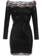 Faith Connexion - Sailor Lace Trim Bardot Dress - Women - Polyamide/polyester/spandex/elastane/lyocell - S, Black, Polyamide/polyester/spandex/elastane/lyocell