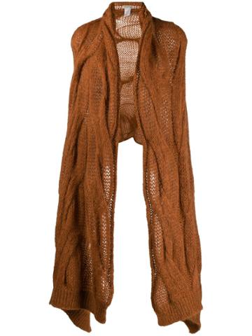Gentry Portofino Oversized Cable Knit Scarf - Brown