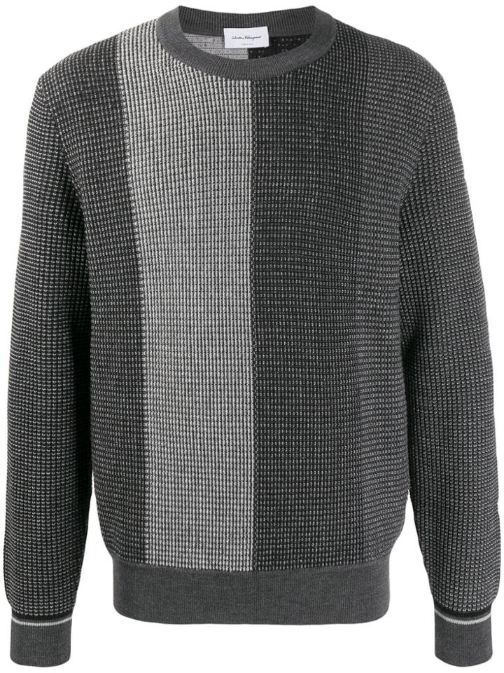 Salvatore Ferragamo Panelled Crew-neck Jumper - Grey
