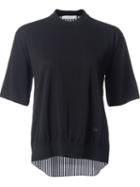 Astraet Striped Contrast Back Relaxed Fit T-shirt, Women's, Black, Cotton/nylon/polyurethane