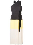 Derek Lam 10 Crosby Colorblocked One Shoulder Pleated Dress - Black
