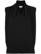 Ck Calvin Klein Gathered Neck Sleeveless Top - Black