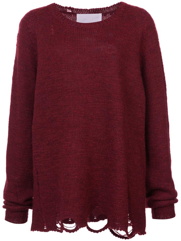 White Mountaineering Distressed Jumper - Red