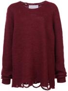 White Mountaineering Distressed Jumper - Red