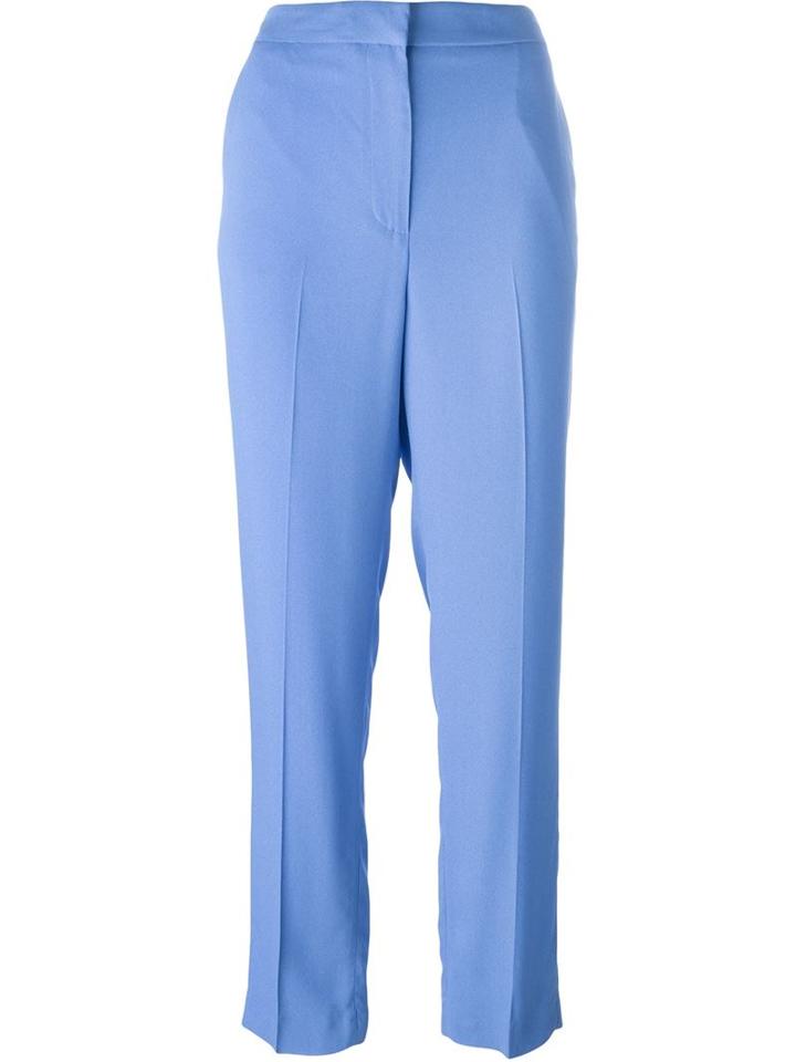 Msgm High Rise Tailored Trousers, Women's, Size: 44, Blue, Polyester/acetate/viscose