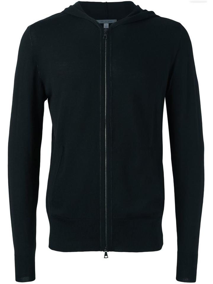 John Varvatos Hooded Sweater, Men's, Size: Large, Black, Merino