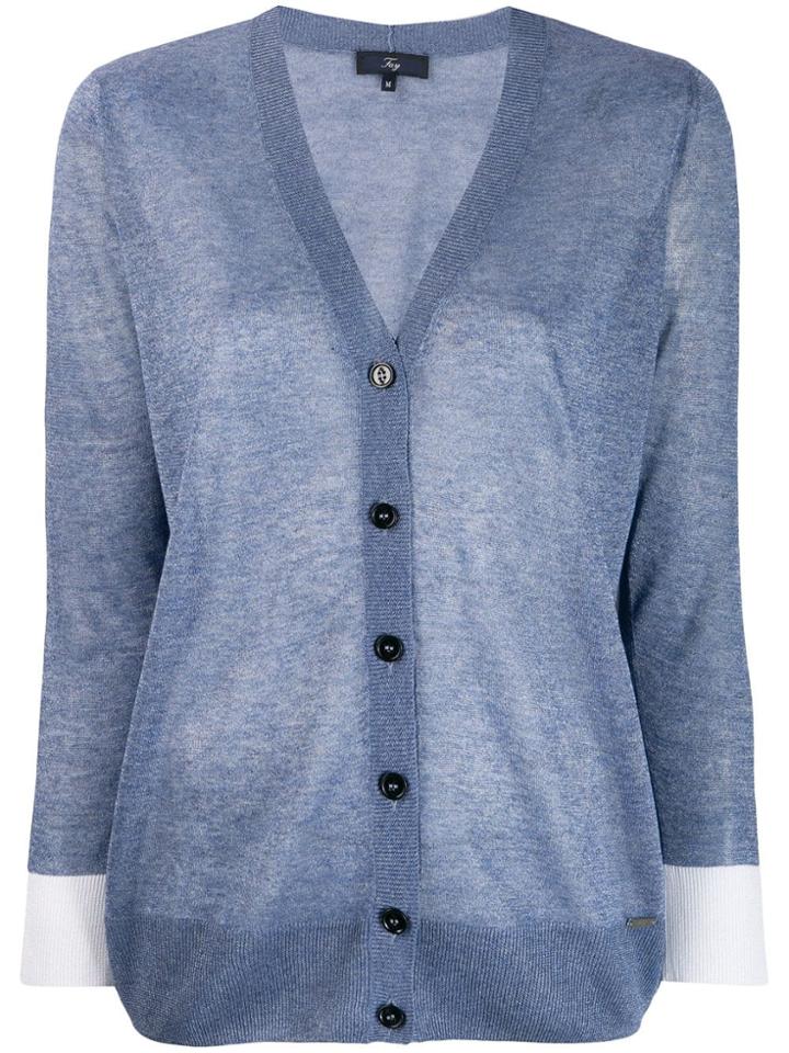 Fay Longline Sheer Cardigan - Blue