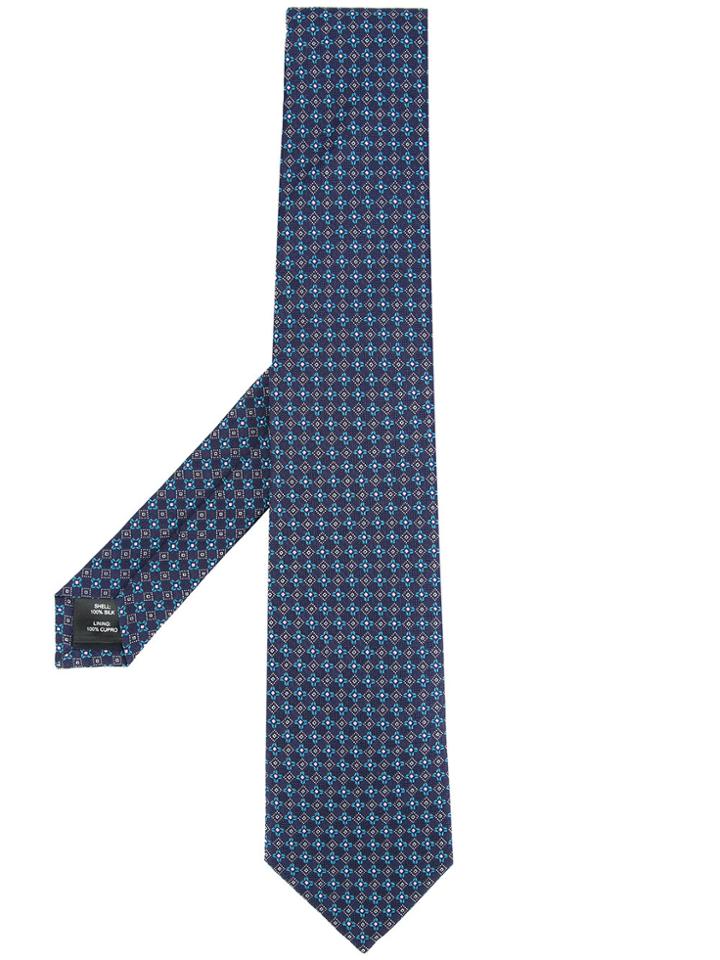 Gieves & Hawkes Floral Print Tie - Blue