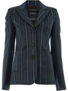 Rokh Striped Fitted Jacket - Green