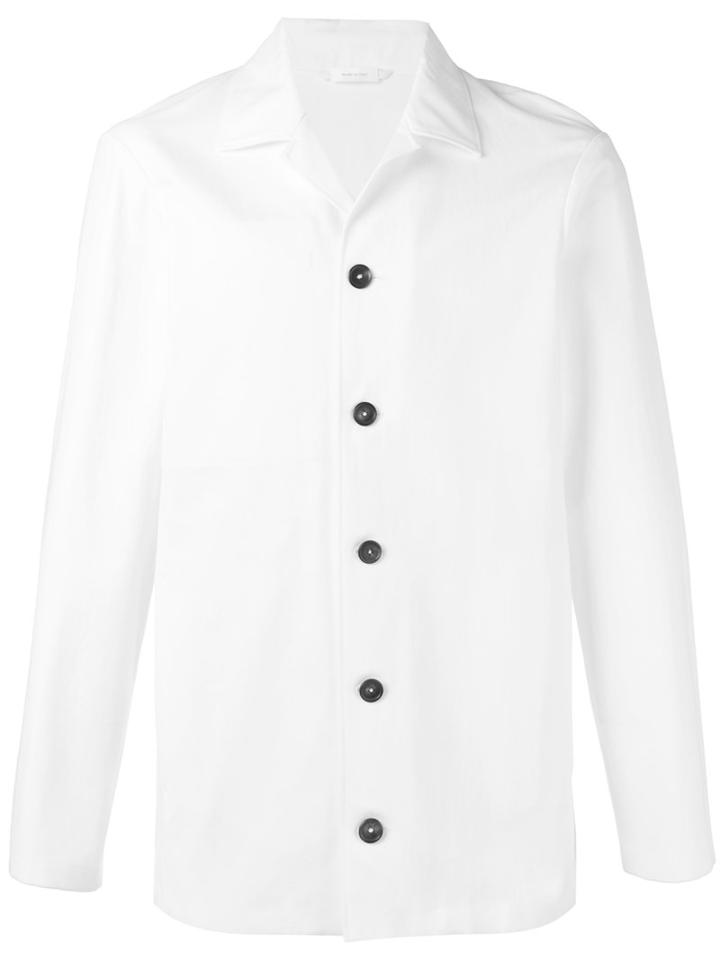 Jil Sander Contrast Button Jacket, Men's, Size: 48, White, Cotton