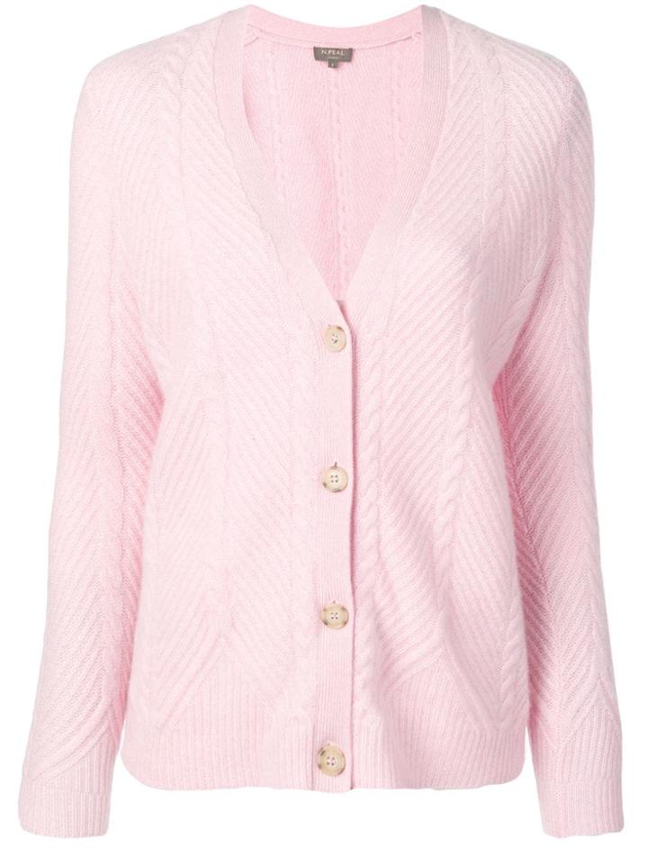 N.peal Diagonal Rib Cardigan - Pink