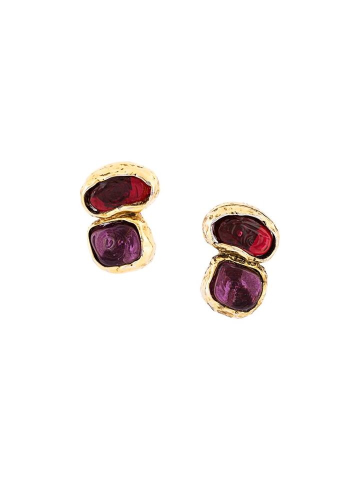 Chanel Vintage Gripoix Glass Clip-on Earrings