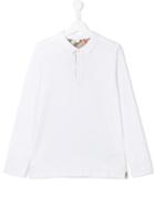 Burberry Kids Long Sleeve Polo Shirt, Boy's, Size: 14 Yrs, White