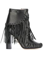 Elie Saab Fringed Ankle Boots - Black