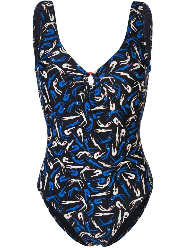 Diane Von Furstenberg Silhouette Print Swimsuit - Black