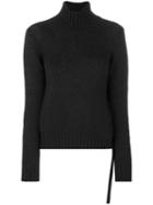 Dondup - High Neck Slit Jumper - Women - Cotton/polyamide/alpaca/merino - S, Black, Cotton/polyamide/alpaca/merino