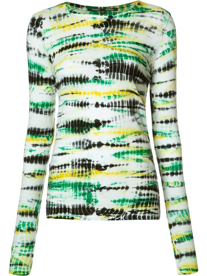 Proenza Schouler Tie-dye Longsleeved T-shirt, Women's, Size: Medium, Green, Cotton