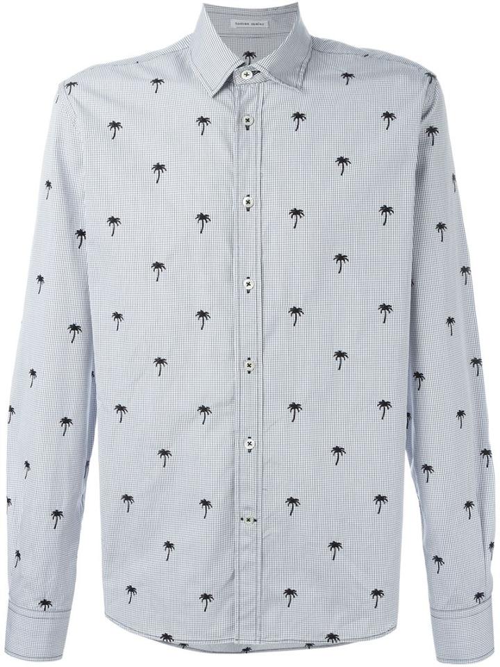 Tomas Maier Embroidered Palm Tree Checked Shirt