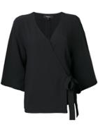 Theory Belted V-neck Blouse - Black