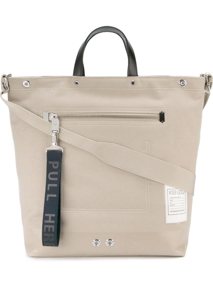 Kenzo Kanvas Tote, Men's, Nude/neutrals, Cotton/calf Leather