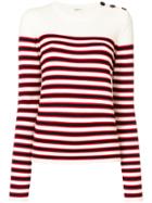 Saint Laurent Striped Fitted Sweater - White