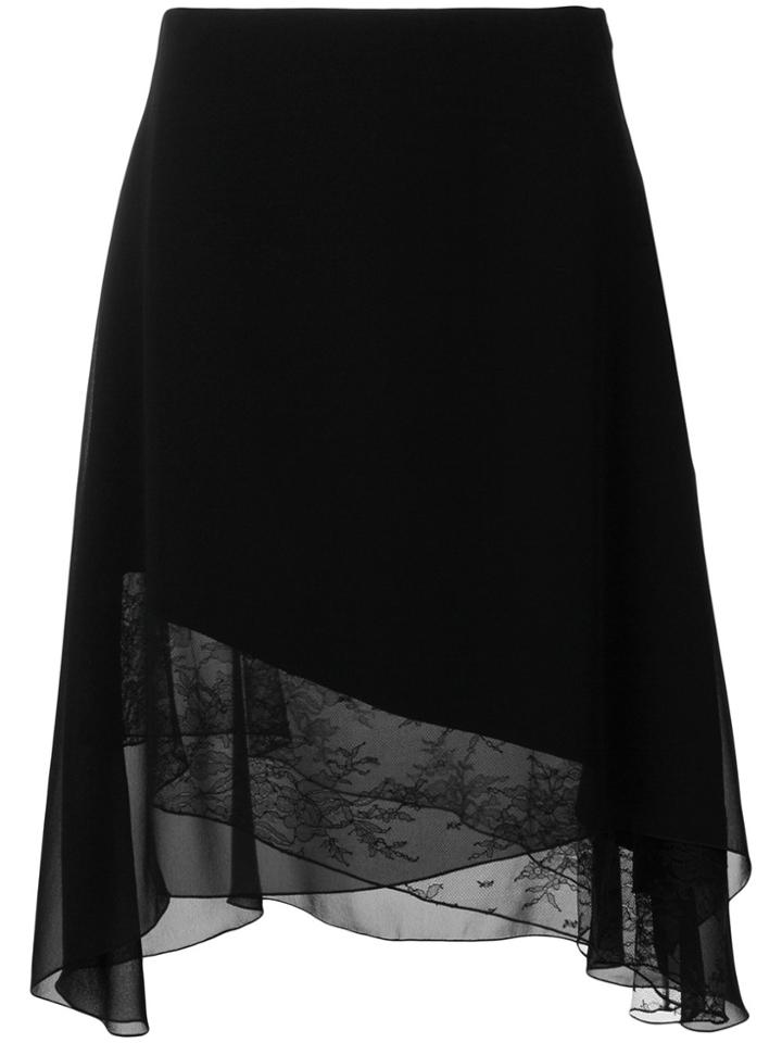 Lanvin Asymmetric Lace Skirt - Black