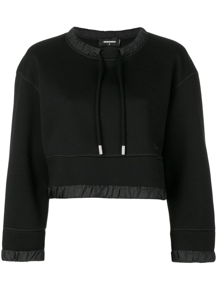 Dsquared2 - Cropped Drawstring Sweatshirt - Women - Polyamide/polyurethane/viscose - M, Black, Polyamide/polyurethane/viscose