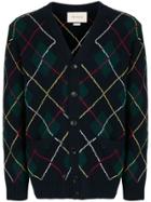 Gucci Argyle-knit Cardigan - Blue