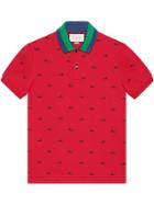 Gucci Cotton Polo With Panthers - Red