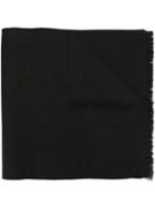 Emporio Armani Logo Jacquard Scarf, Men's, Black, Wool
