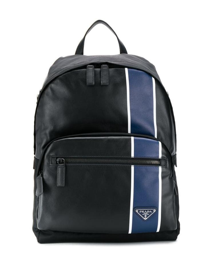 Prada Contrasting Stripe Backpack - Black